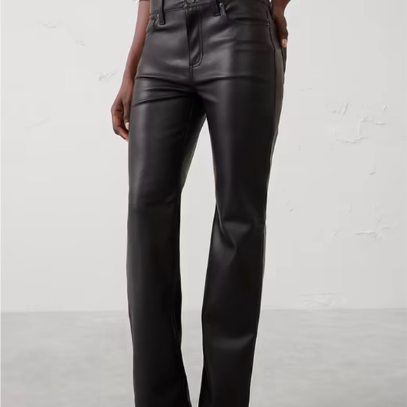 Banana Republic Pants - Banana Republic Black Faux Leather Straight-Leg Pants